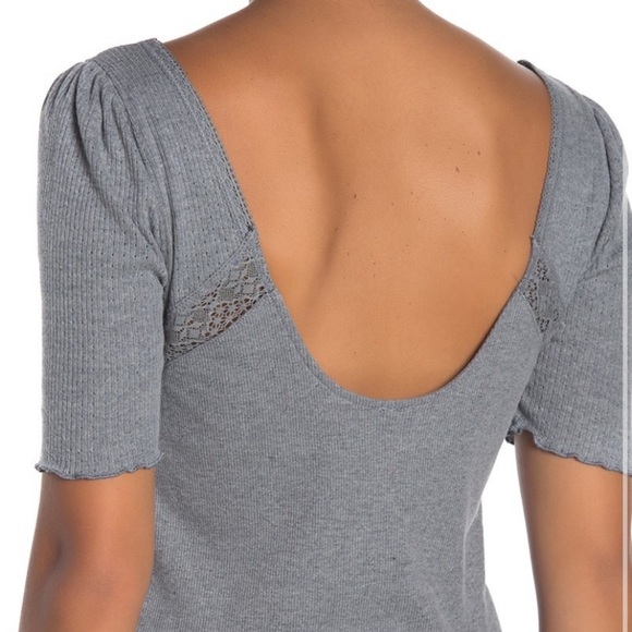 FREE PEOPLE GRAY COTTON KNIT TOP - Picture 6 of 6
